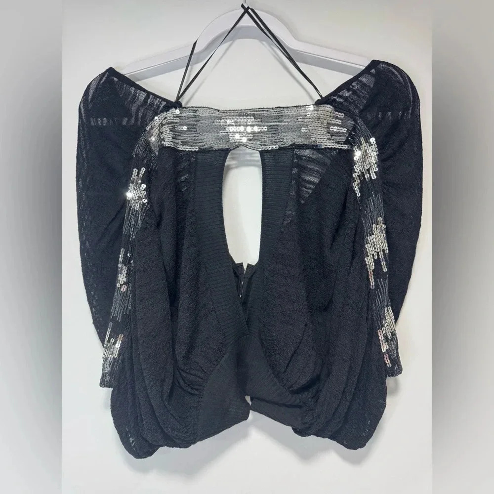 Free People Black and Silver Evening Shrug - Size small - Picture 3 of 11